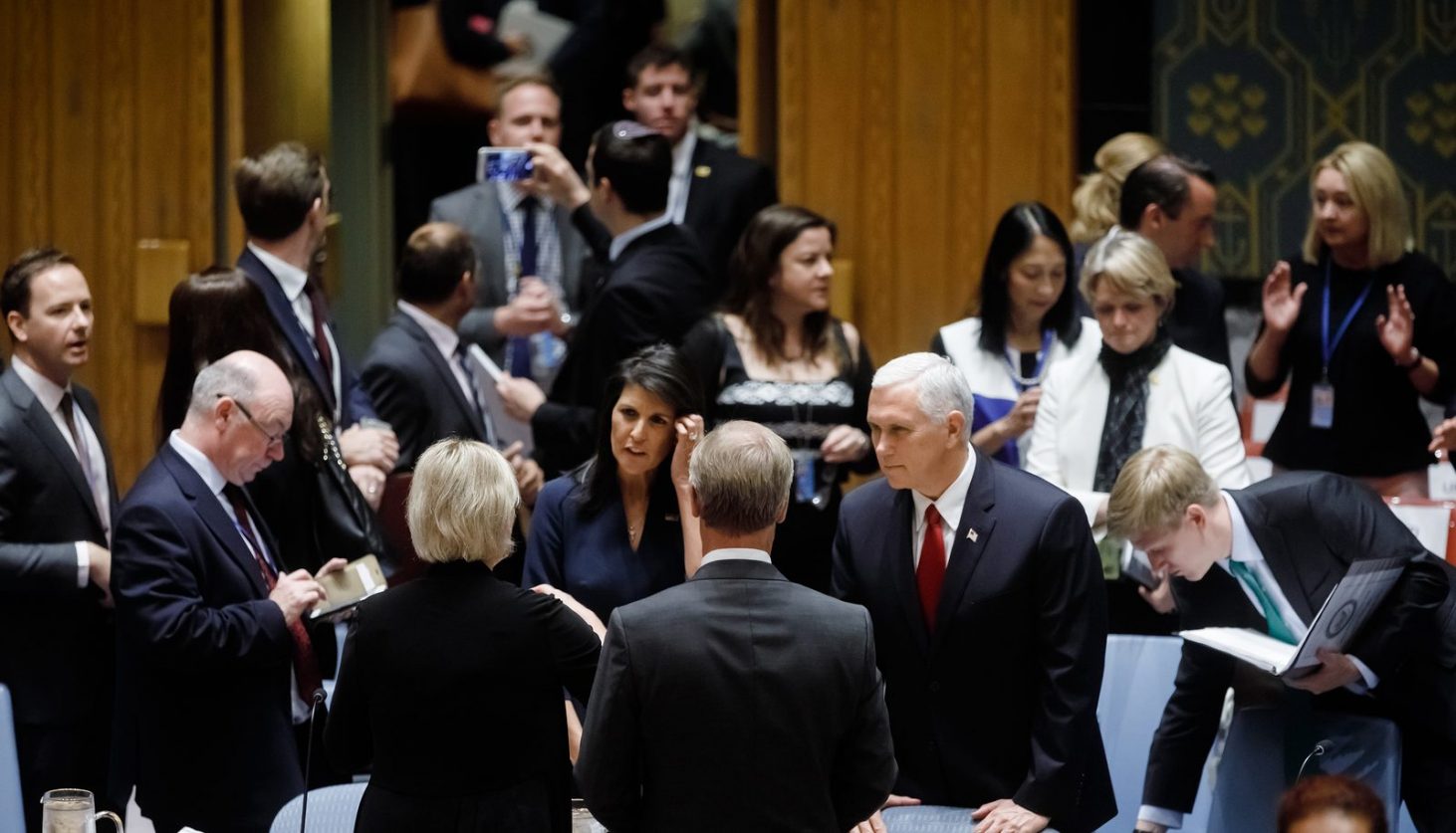 NEW YORK USA - Sep 20 2017: US Vice President Michael Pence before the debates at the UN Security Council Summit "Reforms in the sphere of UN peacekeeping: implementation and further steps"