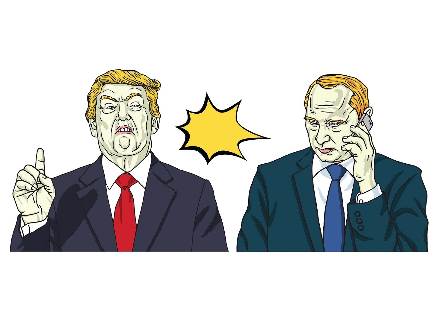 Donald Trump and Vladimir Putin. Vector Portrait Illustration. October 17, 2017