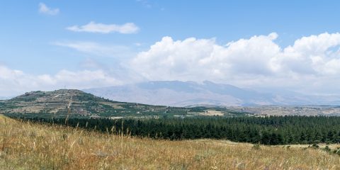 A view of the nature on the Golan Heights and mountain Hermon in Israel.