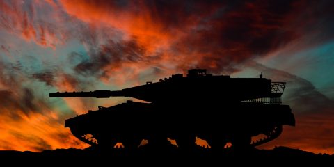 Israeli main battle tank silhouette / 3d illustration
