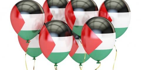 Balloons with flag of Palestine