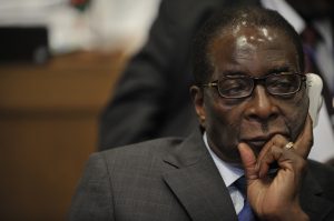Robert Mugabe, president of Zimbabwe, attends the 12th African Union Summit Feb. 2, 2009 in Addis Ababa, Ethiopia. The assembly agreed to a schedule for the formation of Zimbabwe's new unity government, calling for the immediate lifting of sanctions on the country. (U.S. Navy photo by Mass Communication Specialist 2nd Class Jesse B. Awalt/Released)