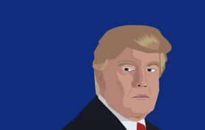 Dec, 2017: Donald Trump portrait on a blue background. Vector illustration of the President of United States Donald Trump