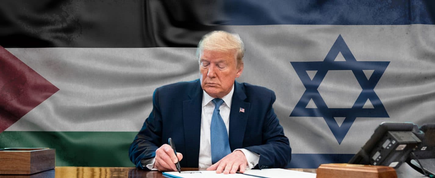 Trump With Israel and Palestine flag