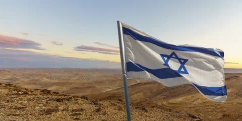 Jordan Valley and the Flag of Israel