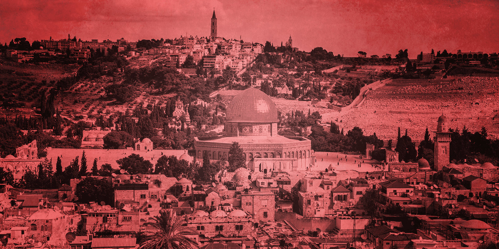 נוף של ירושלים בפילטר אדום