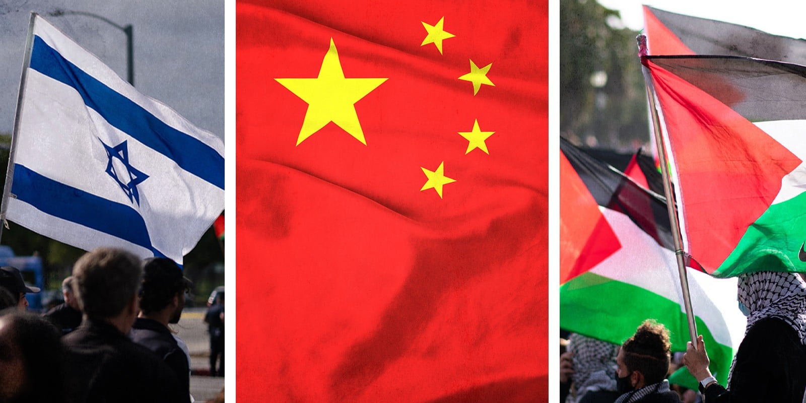 Israel, China, Palestine flag