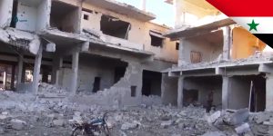 An area in the rebel-held al-Balad district of Daraa that has been destroyed by the Syrian government's artillery and air force during an offensive in June 2017.