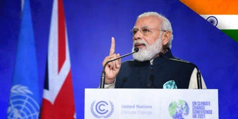 The Prime Minister, Shri Narendra Modi delivering the National Statement at the COP 26, in Glasgow on November 01, 2021.