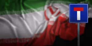 Iran flag and dead end sign illustration