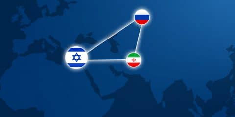 Iran, Russia, Israel triangle illustration