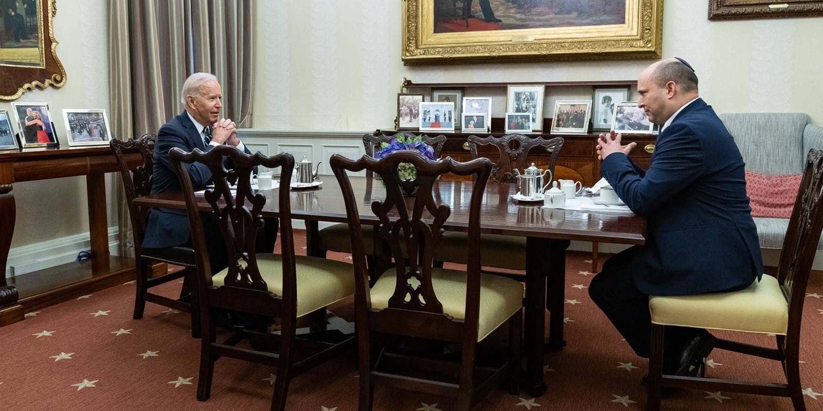 Aug 27, 2021 - Washington, District of Columbia, USA - President Joe Biden has coffee with Israeli Prime Minister Naftali Bennett