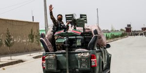 Kabul, Afghanistan Afghan security forces departing Kabul city as the Taliban take over in August 2021