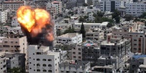 August 6, 2022, Gaza, Smoke and fire rises amid Israel Gaza fighting in Gaza