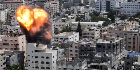 August 6, 2022, Gaza, Smoke and fire rises amid Israel Gaza fighting in Gaza