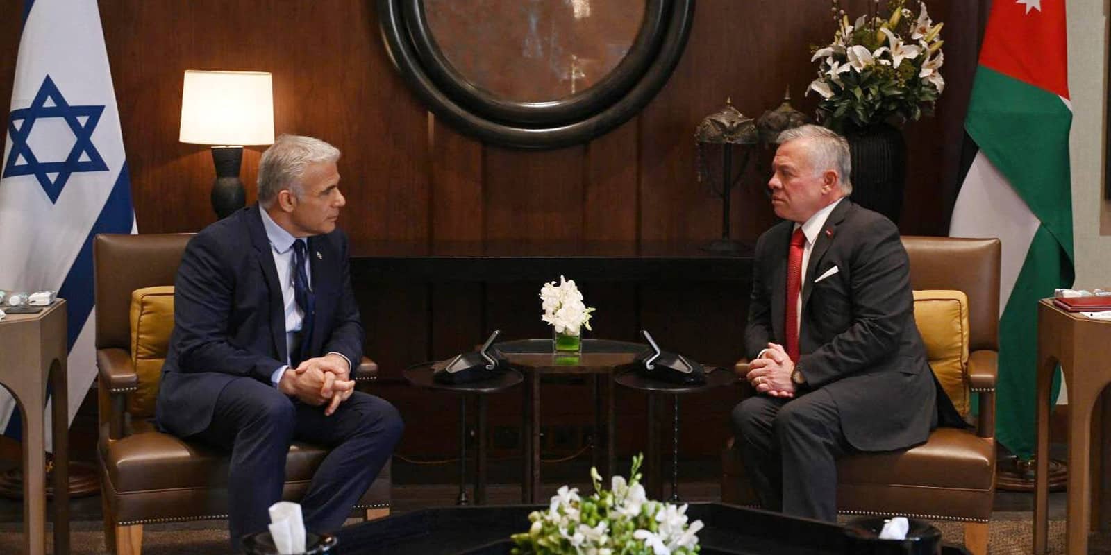 King Abdullah II meets with Israeli Prime Minister Yair Lapid in Amman