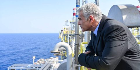 Prime Minister YAIR LAPID conducts a security tour of the Karish platform