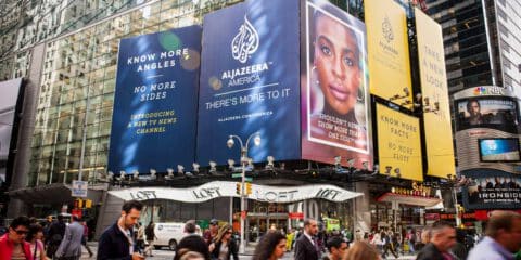 Al Jazeera America billboard in Times Square in New York