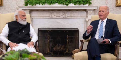 September 24, 2021, Washington, District of Columbia, USA: Prime Minister Narendra Modi of India, left, and United States President Joe Biden participate in a bilateral meeting in the Oval Office of the White House in Washington, DC. on Friday, September 24, 2021 Washington USA - ZUMAs152 20210924_zaa_s152_045 Copyright: xSarahbethxManeyx