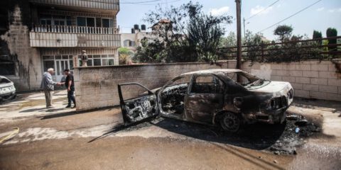 June 21, 2023, Ramallah, West Bank, Palestine: A view of burnt car