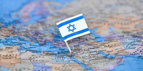 Israel flag on map, illustration