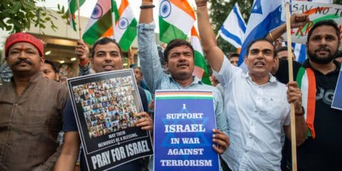 Solidarity rally for Israel in New Delhi, India - 15 Oct 2023