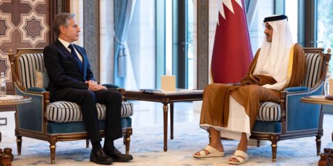 U.S. Secretary of State Antony Blinken and Qatar Emir Tamim bin Hamad Al Thani