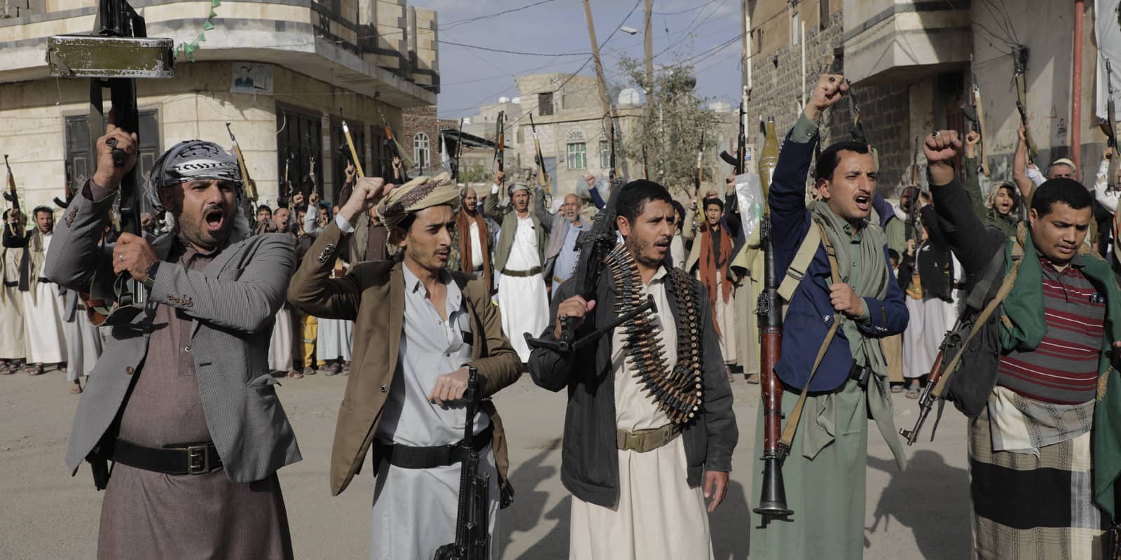 Pro Palestine armed protest in Yemen Armed Hotuhis carry guns during a pro Palestine protest in Sana a, Yemen, 11 March 2025.