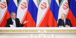 Russian President VLADIMIR PUTIN and Iranian President MASOUD PEZESHKIAN