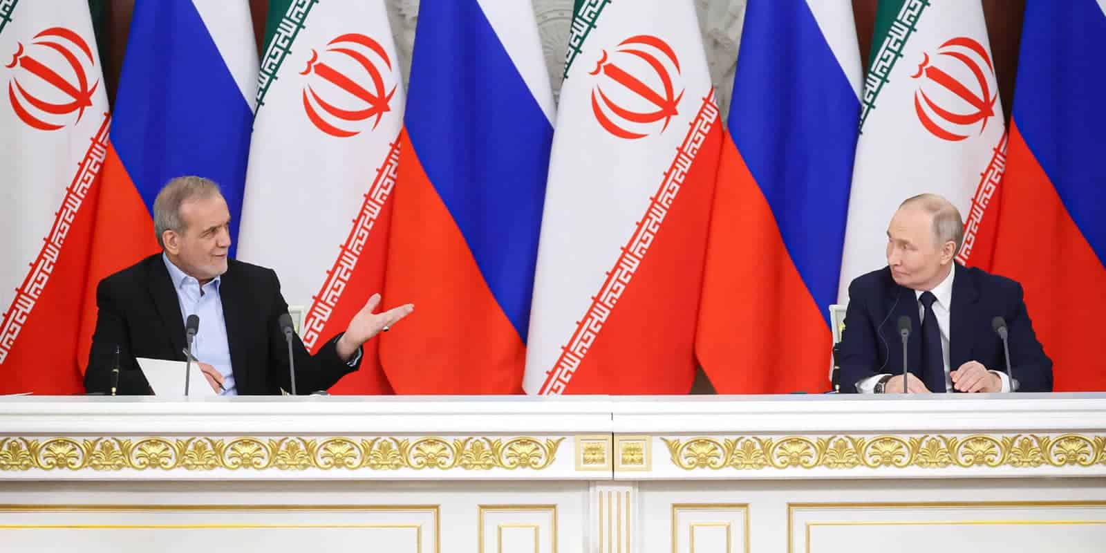 Russian President VLADIMIR PUTIN and Iranian President MASOUD PEZESHKIAN