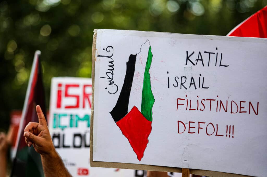 Demonstrators in the southern Turkish city of Gaziantep, June 8, 2024