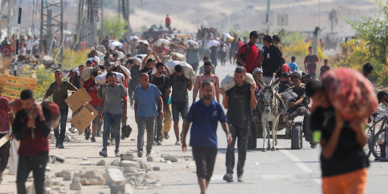 Gazans walk