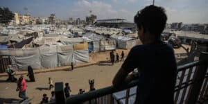 Tents at Yarmouk Stadium in Gaza