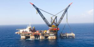 (190201) -- LEVIATHAN GAS PLATFORM, Feb. 1, 2019 -- The Leviathan gas platform of Noble Energy is under construction in the Mediterranean Sea, some 10 kilometers off the Israeli coast, on Jan. 31, 2019. The platform will have its top structures installed during the 2nd half of 2019 and tested before the planned start of delivery of gas to Israeli customers at the end of 2019. Marc Israel Sellem-JINI) ISRAEL-LEVIATHAN GAS PLATFORM guoyu