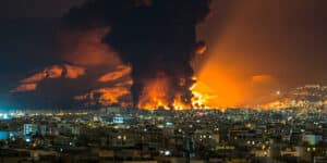 Iran Tehran Explosions March Smoke and flames rise at the site of airstrikes on an oil depot in Tehran on March 7, 2026. The United States and Israel launched strikes against Iran on February 28, prompting Iranian retaliation with missile attacks across the region and intensifying concerns about disruption to global energy and transport. Tehran Tehran Iran Copyright: xSasanx