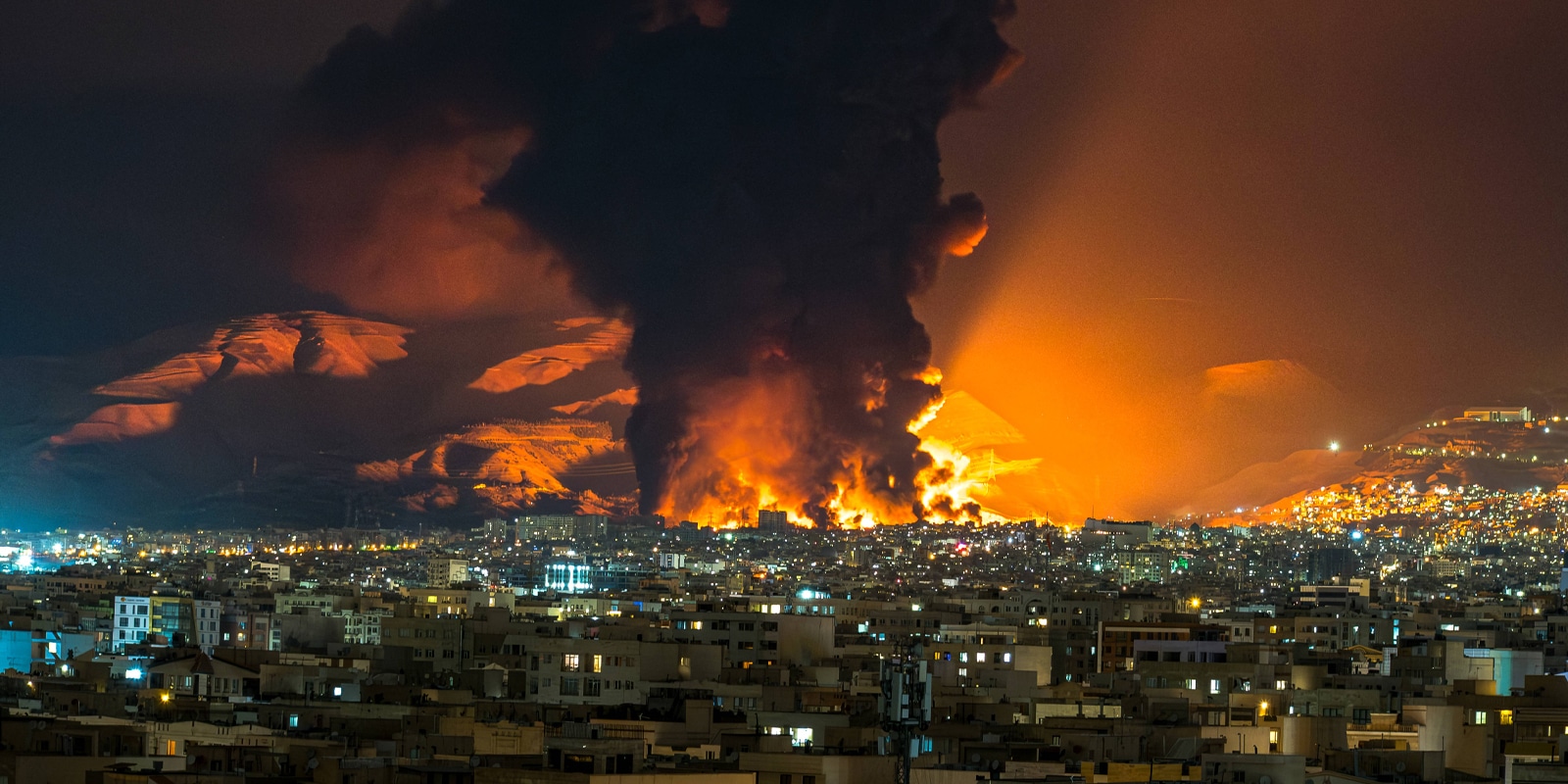 Iran Tehran Explosions March Smoke and flames rise at the site of airstrikes on an oil depot in Tehran on March 7, 2026. The United States and Israel launched strikes against Iran on February 28, prompting Iranian retaliation with missile attacks across the region and intensifying concerns about disruption to global energy and transport. Tehran Tehran Iran Copyright: xSasanx