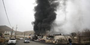 Black smoke rise from the oil depot in Tehran targeted by the US and Israel TEHRAN, IRAN - MARCH 8: Black smoke rises after fires broke out following US-Israel attacks targeting some oil storage facilities targeted, including the Shehran oil depot, in Tehran, Iran on March 8, 2026. Explosions and ignited leaking petroleum from the depot caused severe damage to nearby vehicles as intense flames engulfed the area following the strike. Firefighting teams try to control the spreading fires and contain the damage in the heavily affected industrial zone. Fatemeh Bahrami Anadolu Tehran Iran. Editorial use only. Please get in touch for any other usage. Copyright: x2026xAnadoluxFatemehxBahramix