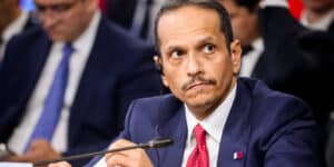 NOVEMBER 18, 2025: Qatar s Prime Minister, Minister of Foreign Affairs Mohammed bin Abdulrahman bin Jassim Al Thani attends the 24th expanded meeting of the SCO Council of Heads of Government at the Russia National Centre. Yevgeny Messman TASS Host Photo Agency 85769157