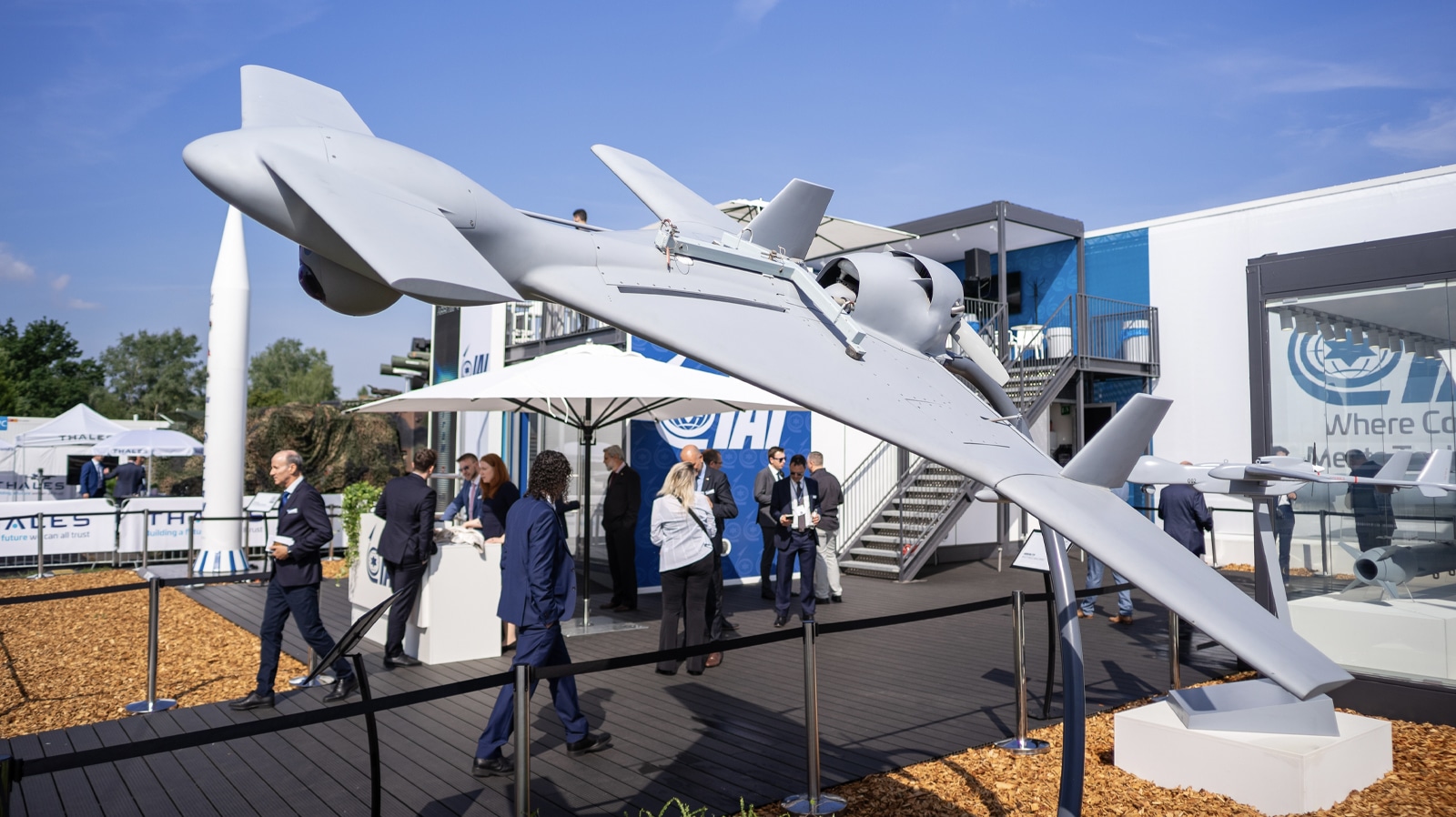 BERLIN - JUNE 06, 2024: The loitering munition of IAI Harop. ILA Berlin Air Show 2024.