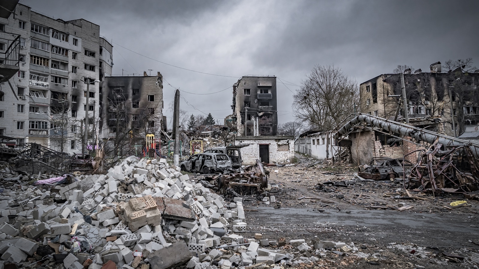 Borodyanka, Kyiv region, Ukraine - 5 April 2022. City after bombing